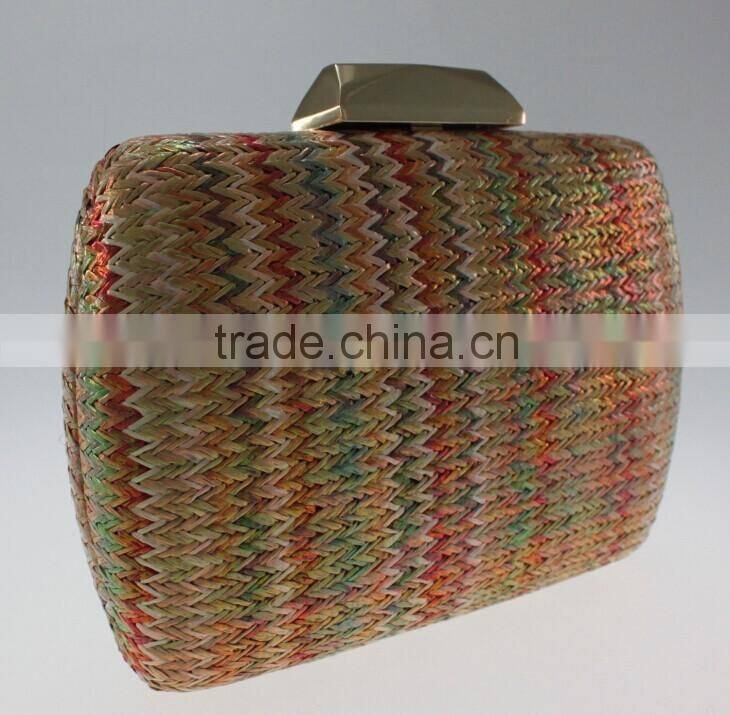 bestuiful woven fabric knitted pu clutch bag newest ladies handbags in stock