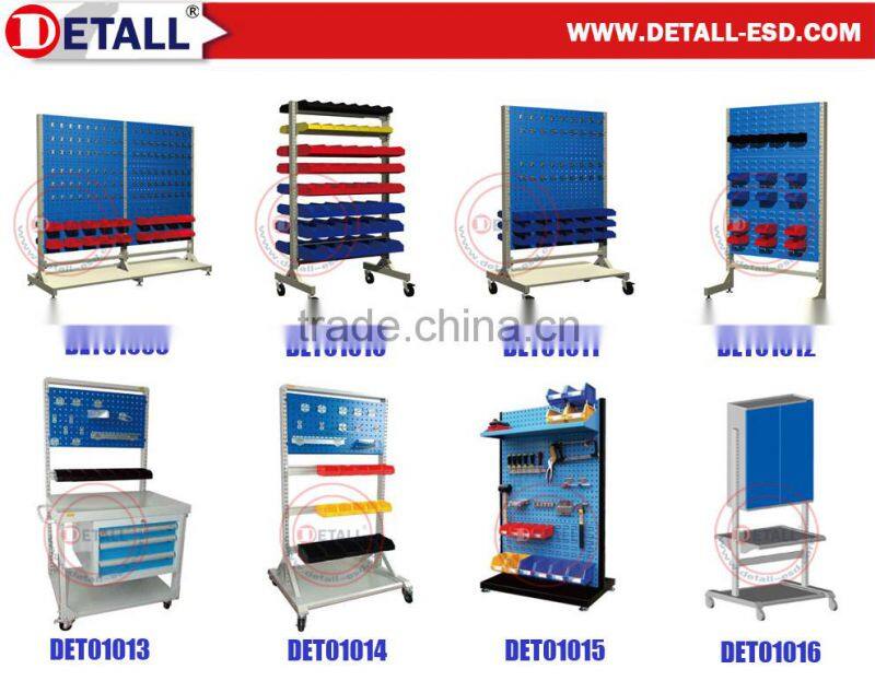 Multifunctional ESD modular trolley with shelf and perforated tool panels