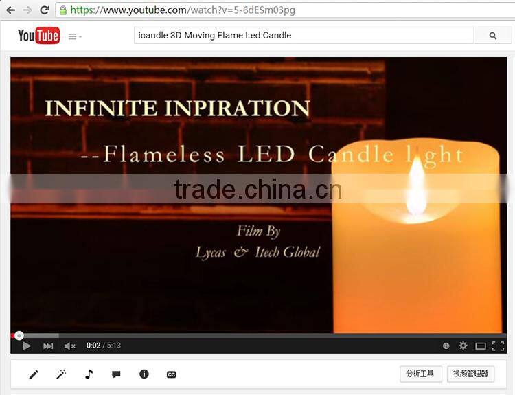 ABEI Lycas patented Ivory pillar flameless 3D moving flame led candle niganha