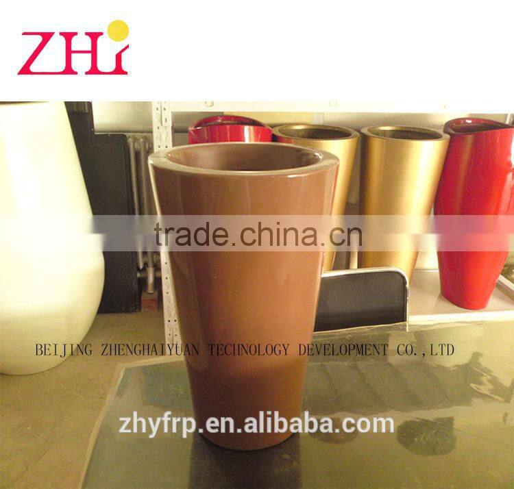 brown decorative fiberglass flower pot