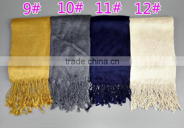 Wholesale Solid Plain Color Tassel Fashion Muslim Women Scarf Viscose Hijab