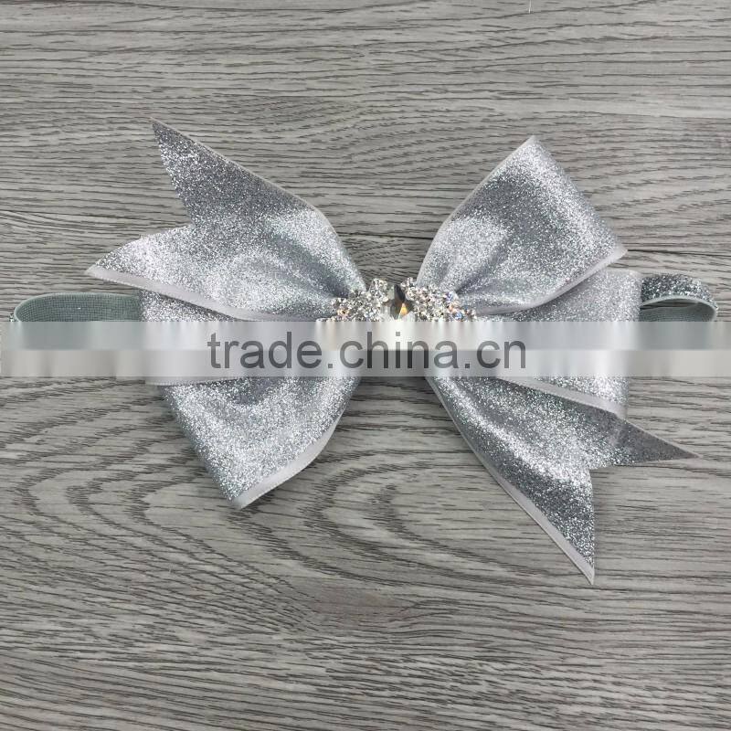Wholesale sequins hair bow elastic baby headband girls accessories