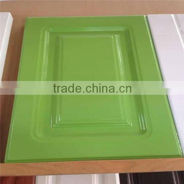 pvc wood grain color glass kitchen cabinet door