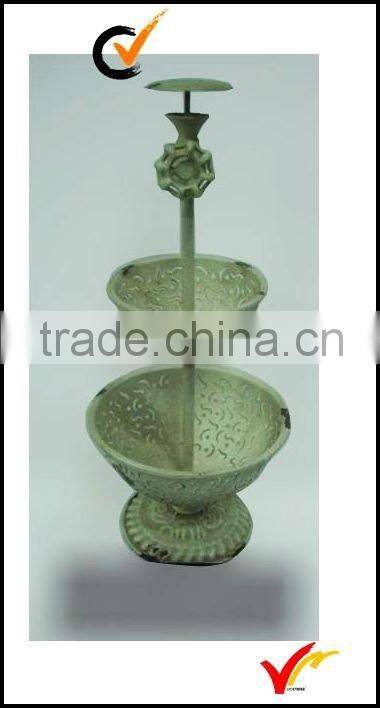 shabby green ancient metal fruit cake tray stand