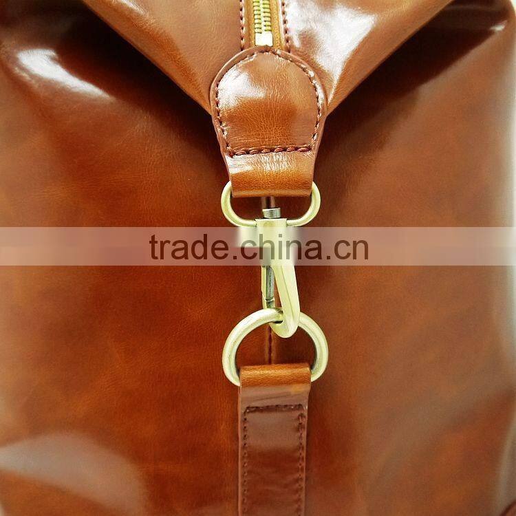 Best sell in Dongguan trolly bag handmade travel luggage brown goat leather overnight trolley school bags