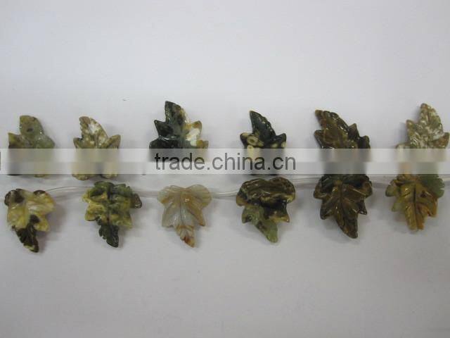 Hot seller fashion carved flower leaf gemstone leaf