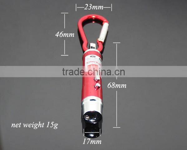 3 in 1 Mini Aluminum Carabiner LED Flashlight Torch Lamp Keychain Personality UV Money Detector LED Electric Torch Keyring