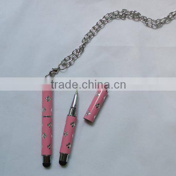 Various color 2 in 1 multifunction metal mini stylus ball point pen for touch screen with key chain for gift