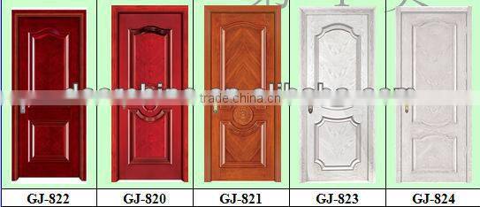 solid wooden Interior classic mdf veneer glass door