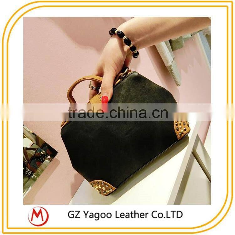 2016 latest leather shoulder messenger bag korean hangbag with leather badge