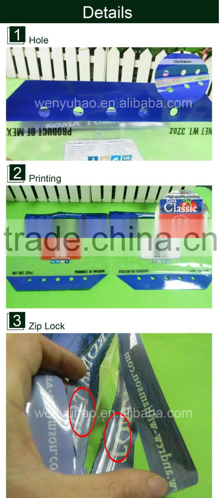 popular oblique triangle bottom stand up pouch 23x25