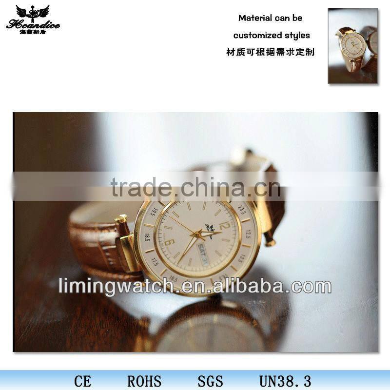 SP-2215 New design vogue fashion men leather watch with auto date