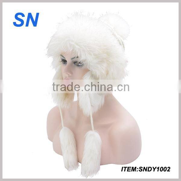 wholesale pom pom winter knitted beanie hat scarf set