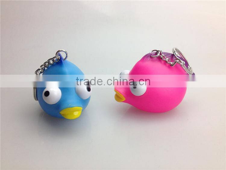 Custom animal keychain squeeze ,OEM pvc squeeze keychain animal,3D Cartoon eyes pop out keychain