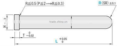 Straight Center Pins With Tip Processed -High Speed Steel SKH51/Shaft Diameter (P) Designation (0.01mm Increments) Type-