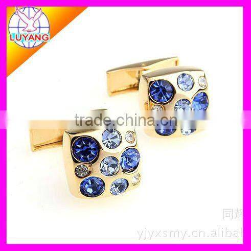 yellow gold plated cuff link with rinestone LYCL-0003