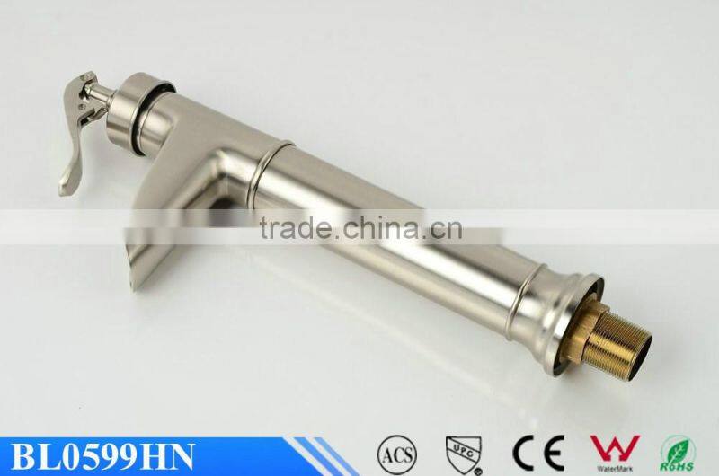 Beelee Unique Waterfall Brushed Nickel PVD Vanity Top Basin Sink Faucet Deck Mounted Mixer