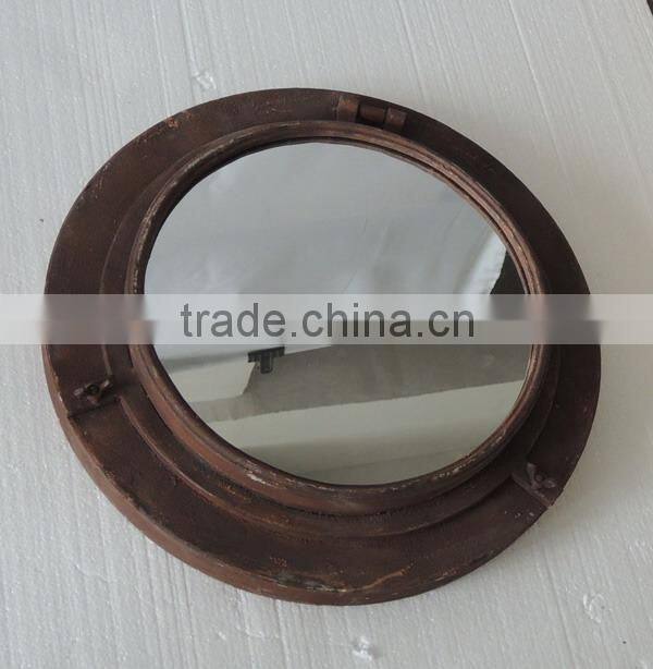 Round industrial style rustic iron wall mirrors