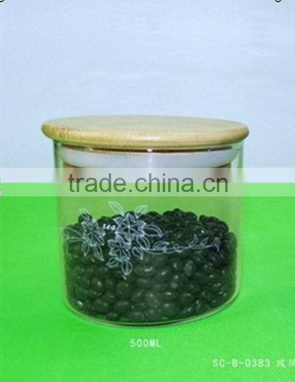Top quality hot-sale tea glass canister with sealed bamboo lid