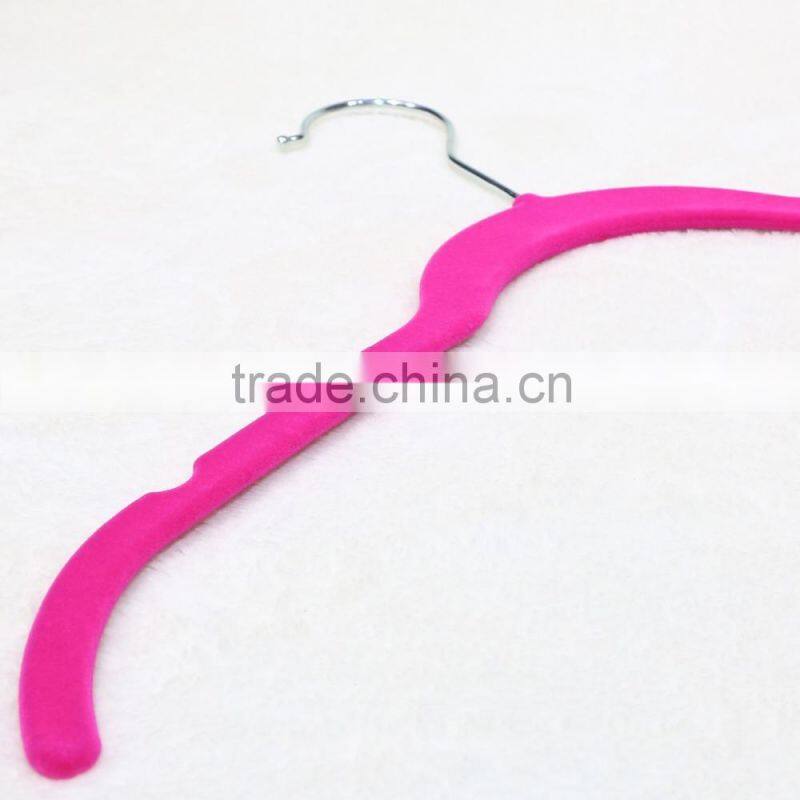 Non-slip purple velvet hanger /plastic clothes hanger covered velvet