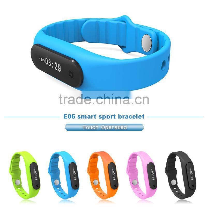 2015 Touch Screen Smart Band Wristband E06 Bracelet Fitness Wearable Tracker Waterproof IP67 Bluetooth Watch for Android 4.4