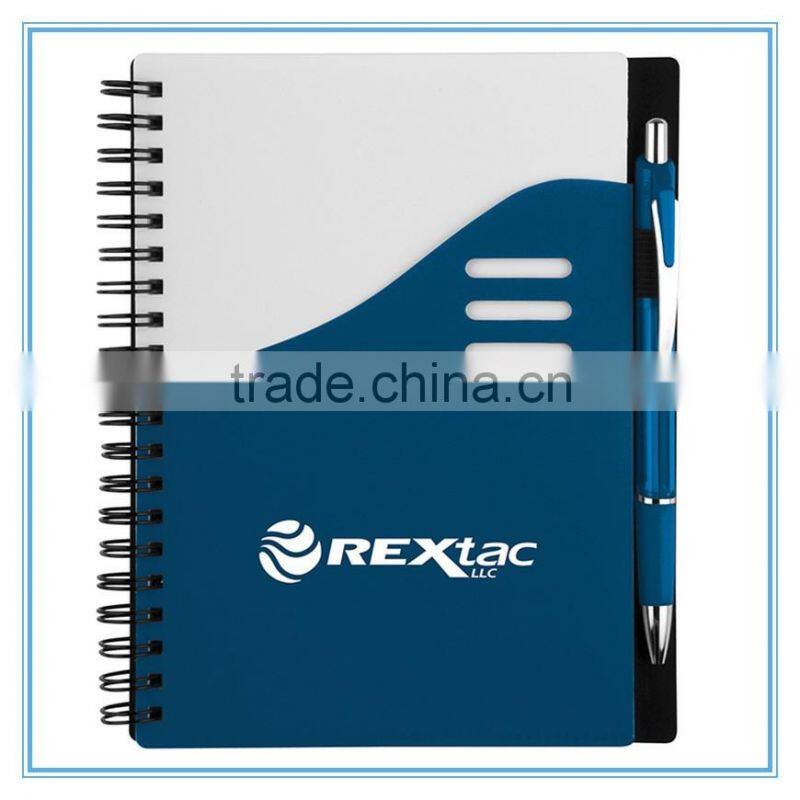 China factory sale pp cover notebook in spiral binding with pen