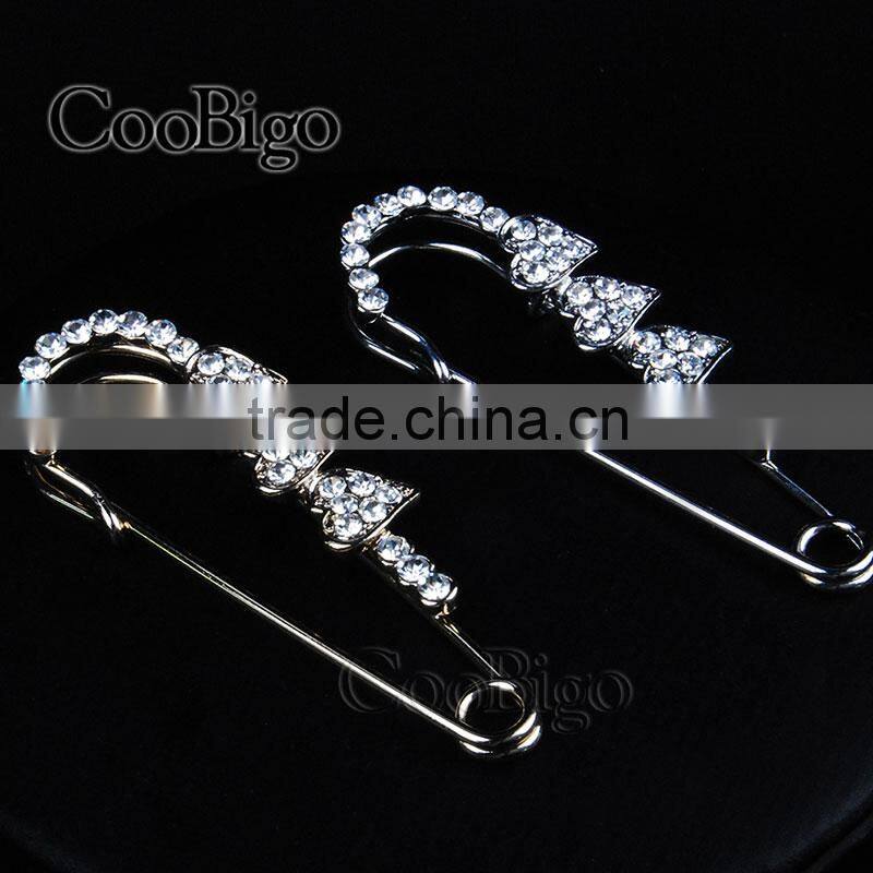 Fashion Jewelry Rhinestone Heart Shape Pin Brooch Girls Dresses Hijab Scarf Wedding Party Gift Appreal Promotion Accessories