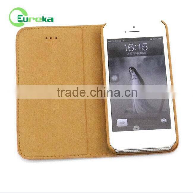 Wholesale custom wallet case genuine leather cell phone case for Apple IPhone 5
