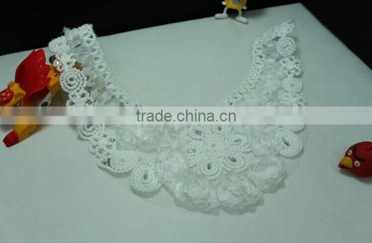 Chiffon Sequin Lace Fabric Mesh Embroidered U-shape Lace Collar