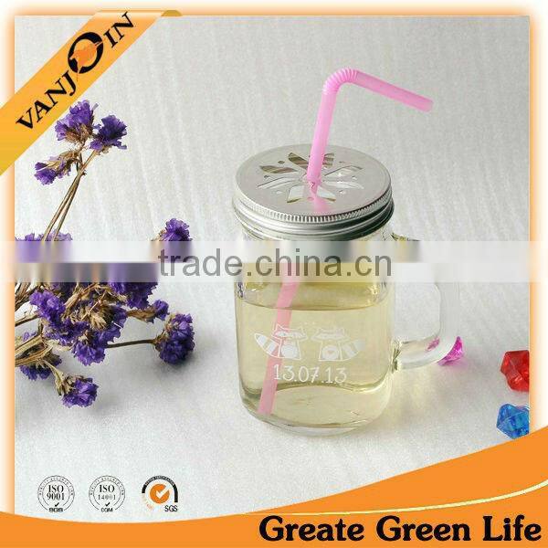 7cm Wholesale Glass Mason Jars Straw Lid