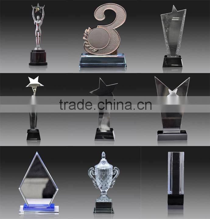 Wholesale clear custom first class glass medal crystal color glass trophy star trophies