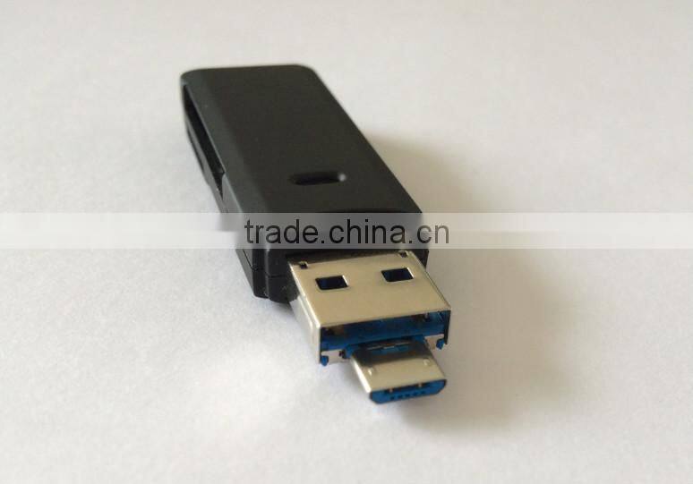 USB 3.0 Micro SDXC SD TF Card Reader+USB2.0 Micro USB OTG Card Reader Adapter for Smartphone and PC