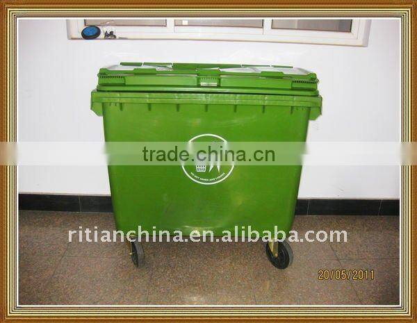 plastic mobile public garbage bins with 4 solid wheels