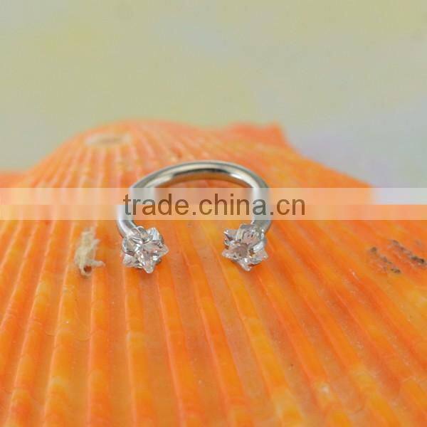 New Design Fashion Surgical Star Zircon Septum Piercing Horseshoes Hoop Nose Ring
