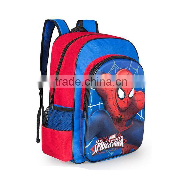 2016 Back To School Season Hot Sell 3D Spider Man Children Backpack Wholesale Book Bag