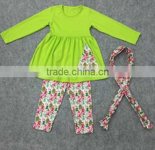 china Wholesale Christmas tree printing little girls boutique remake clothing sets fall winter clothing baby girls