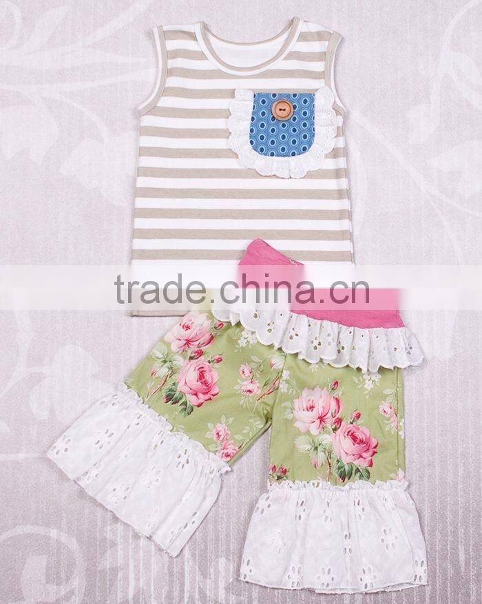 2016 bulk Wholesale children boutique clothing sets fashionable giggle moon remake outfits