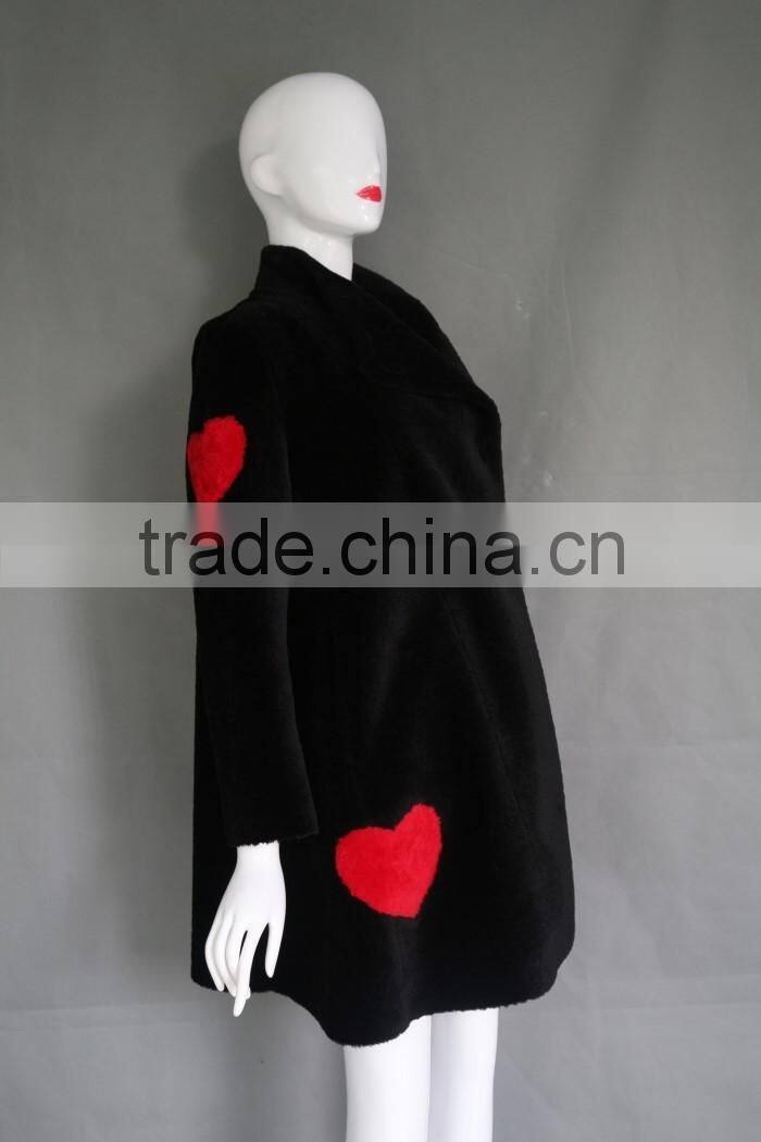 Factory direct wholesale fashion ladys wool lamb sheared leather fur jacket