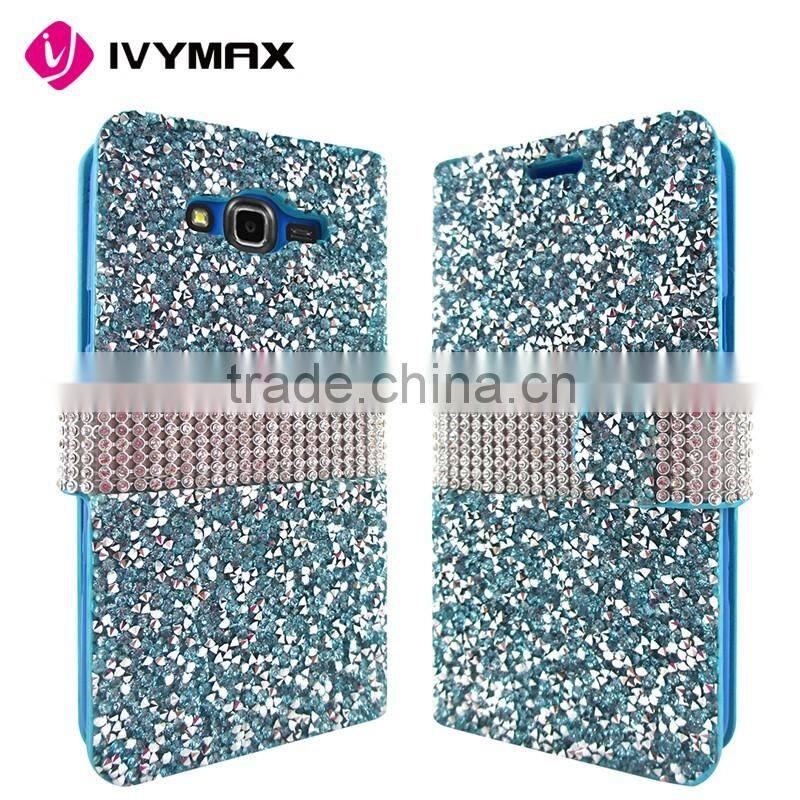 2016 fashion colorful diamond cell phone case for Samsung J7 PU flip cover