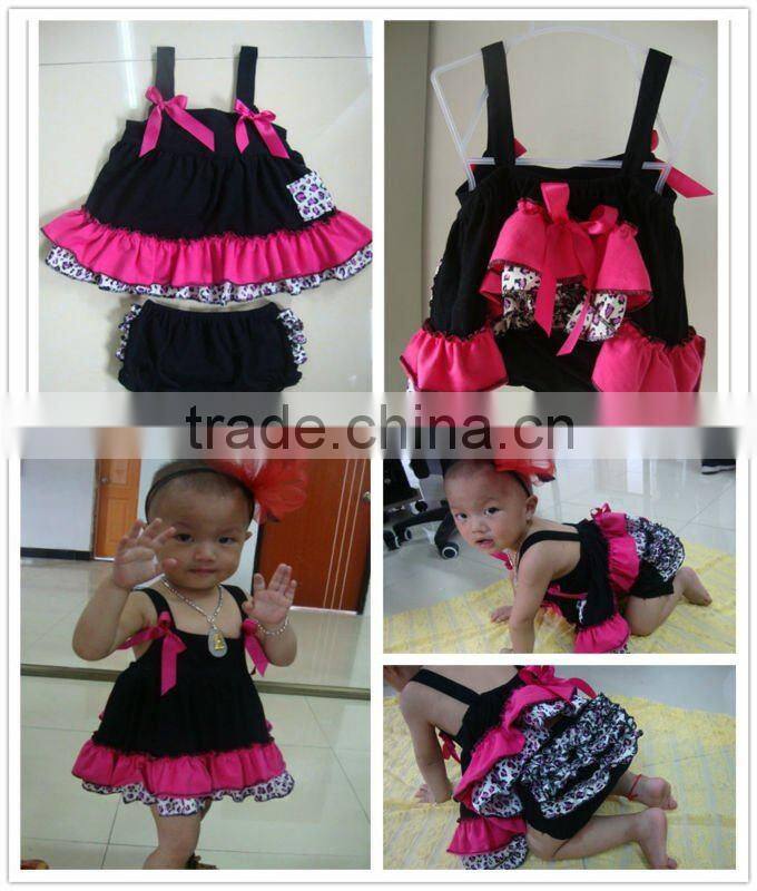 2013 lastest new design Wholesale cotton chevron swing top set cotton top withe cotton bloomer for baby