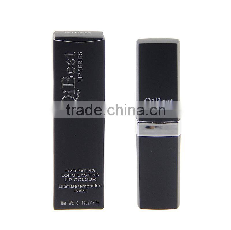 Fashion 12 color matte lipstick black tube purle red pink color longlasting waterproof lipstick