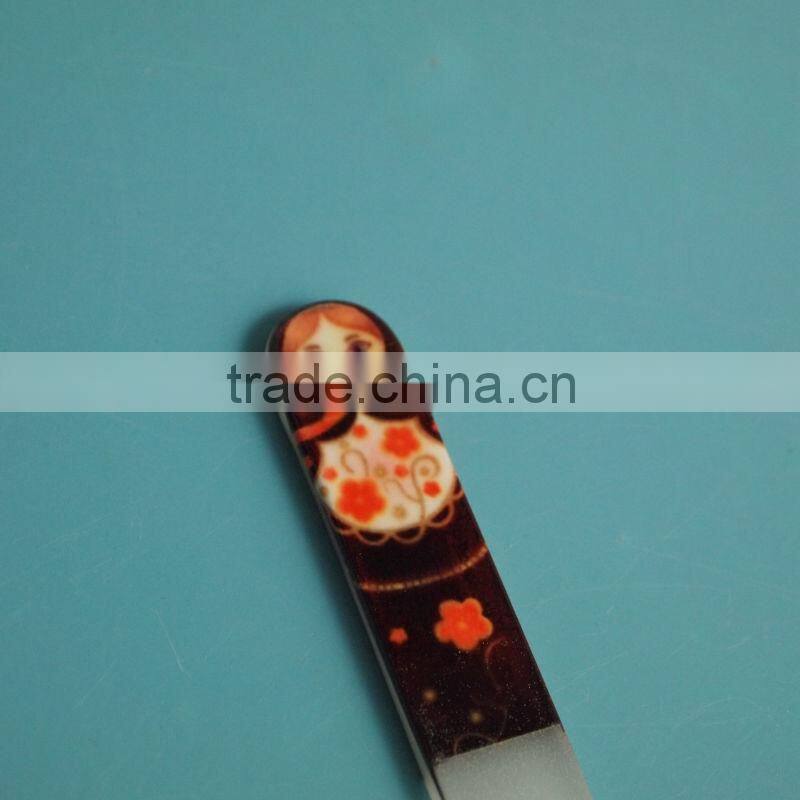 BLC-016 140mm Beauty girl pattern with pvc bag packing glass nail file case