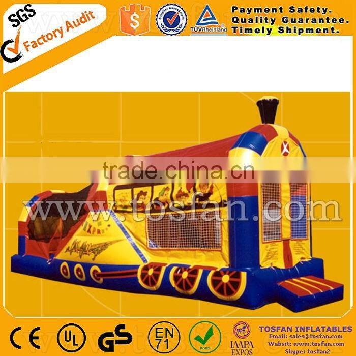 inflatable bouncy train combo,jump n slide A3074