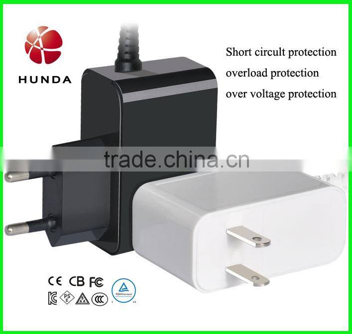 US EU AU UK plug Portable Phone charger with 2 in 1 cables For Cell Phone 5V 2.1A 2.4A