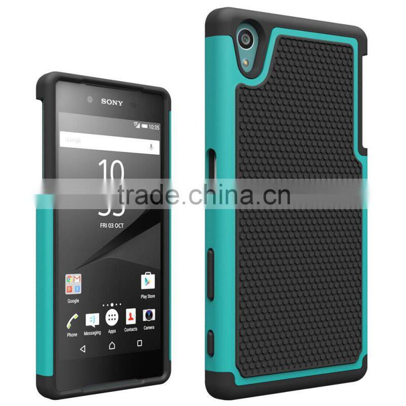 2015 new products TPU+PC Football Pattern Case for sony xperia z5 case factory price