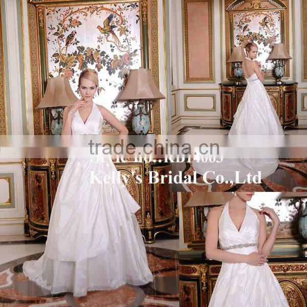 Fashionable latest design little train hangging open back new style bridesmaid dress