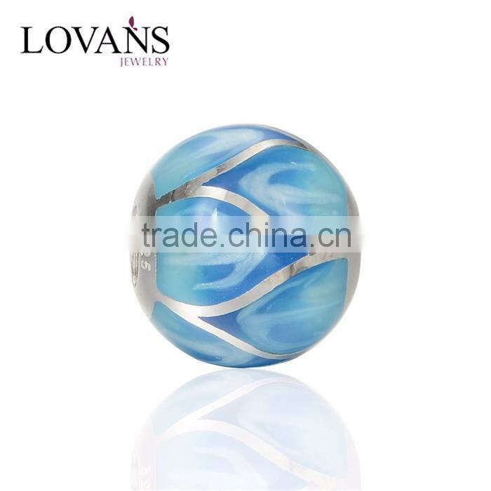 2016 Wholesale Bule Enamel 925 Silver Charm Bracelets AMLD001B