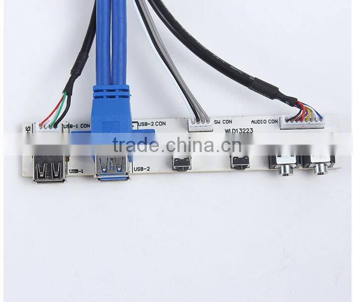 dual USB3.0 + AV + switch + PCB13223 Audio Front I/O Panel w/ Cables for PC