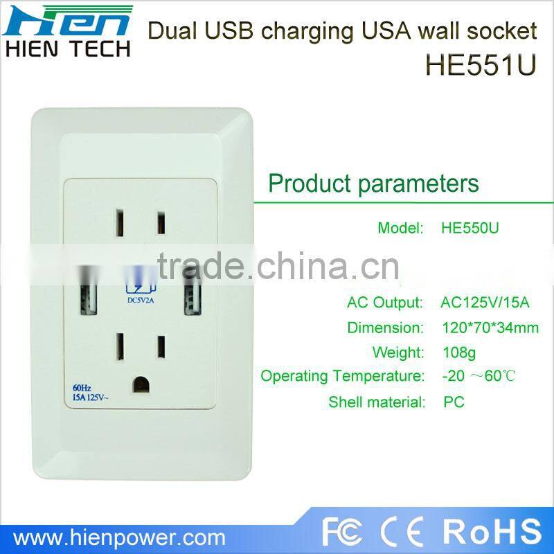 13A electricial wall socket Universal 5 pin usb plug/usb socket/usb wall socket