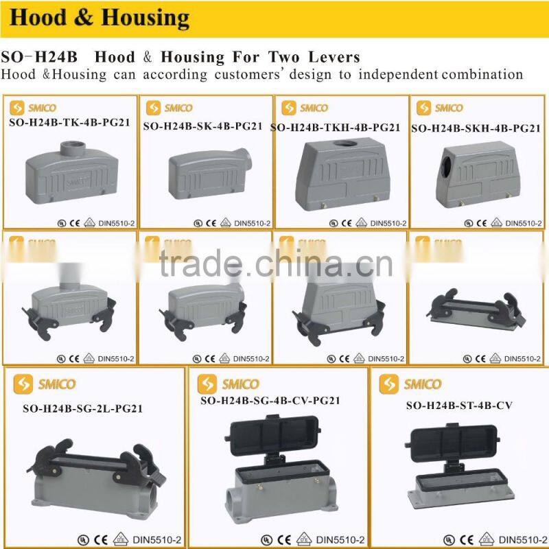 Heavy duty rectangular pin connector hood ,46pin for hot runner connector